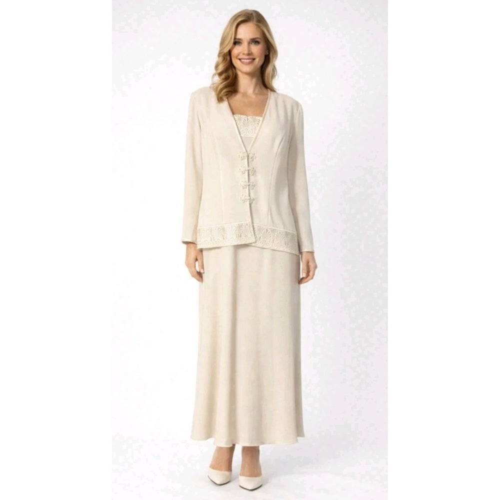 Ursula‎ of Switzerland Ivory Long Dress & Jacket Mother Of The Bride Size 4 USA